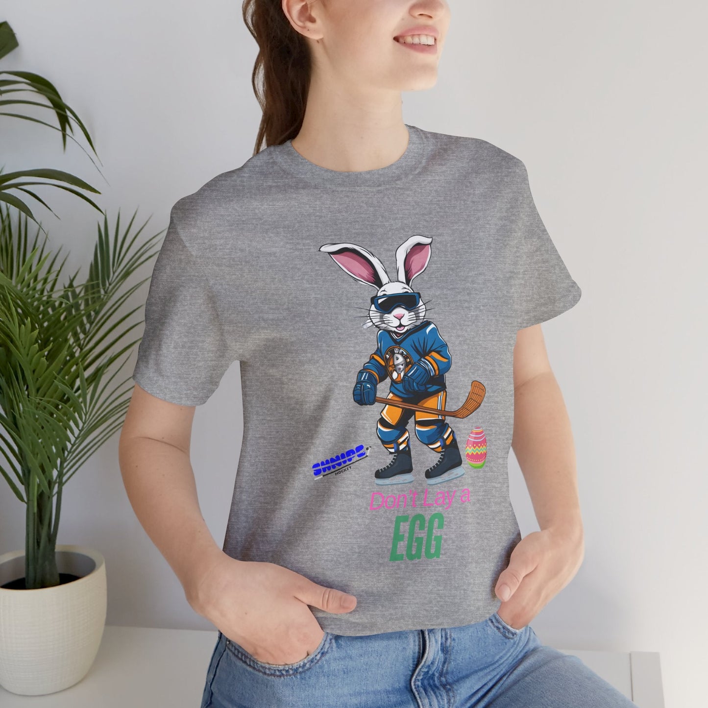 Funny Easter Bunny "Don't Lay an Eg" - ADULT Unisex Jersey Short Sleeve Shirt - Shnipehockey